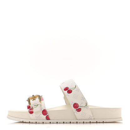 Louis Vuitton LV X TM Monogram Cerises Bom Dia Comfort Mule Sandals 42 White 1 of 9