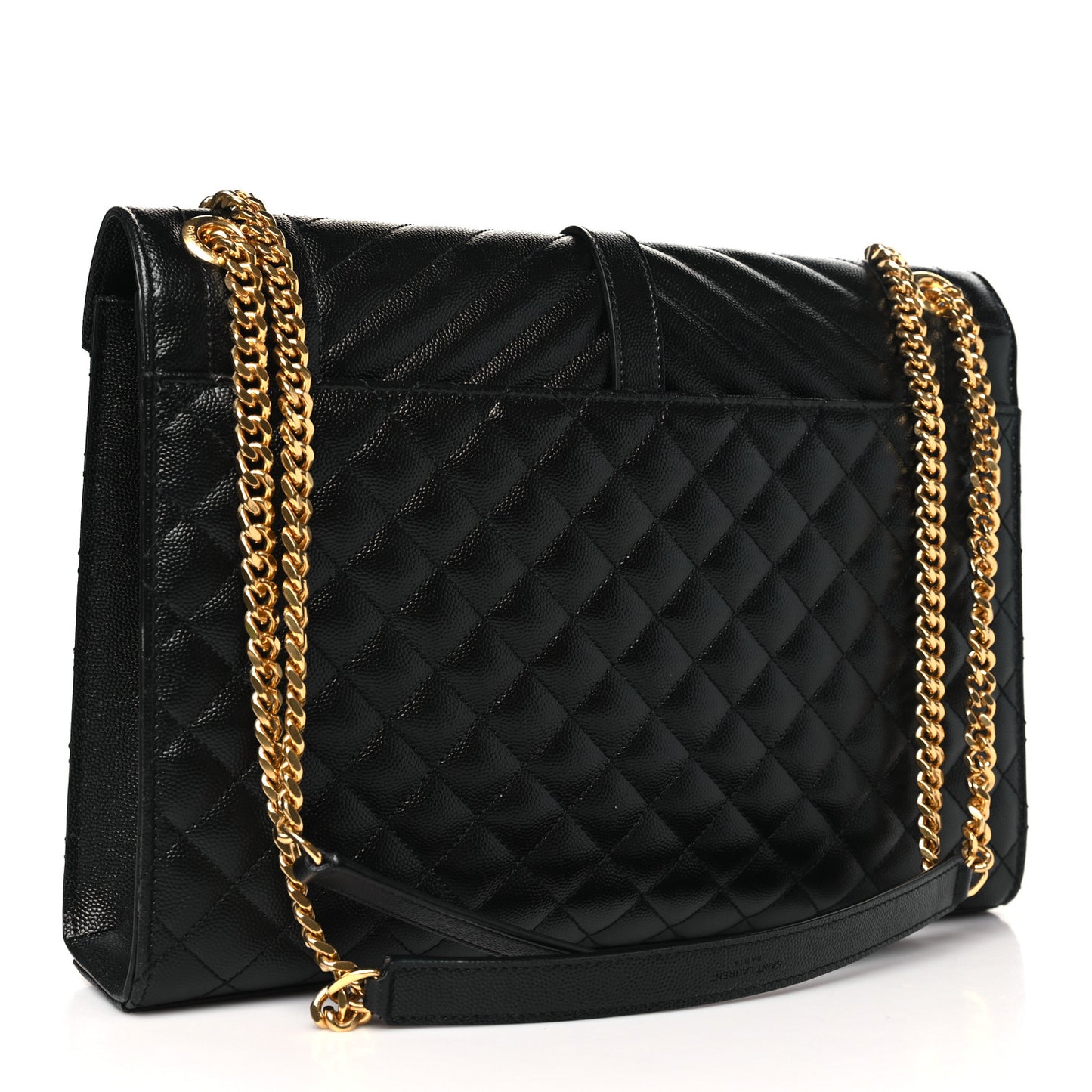 Grain De Poudre Textured Mixed Matelasse Large Triquilt Monogram Satchel Black