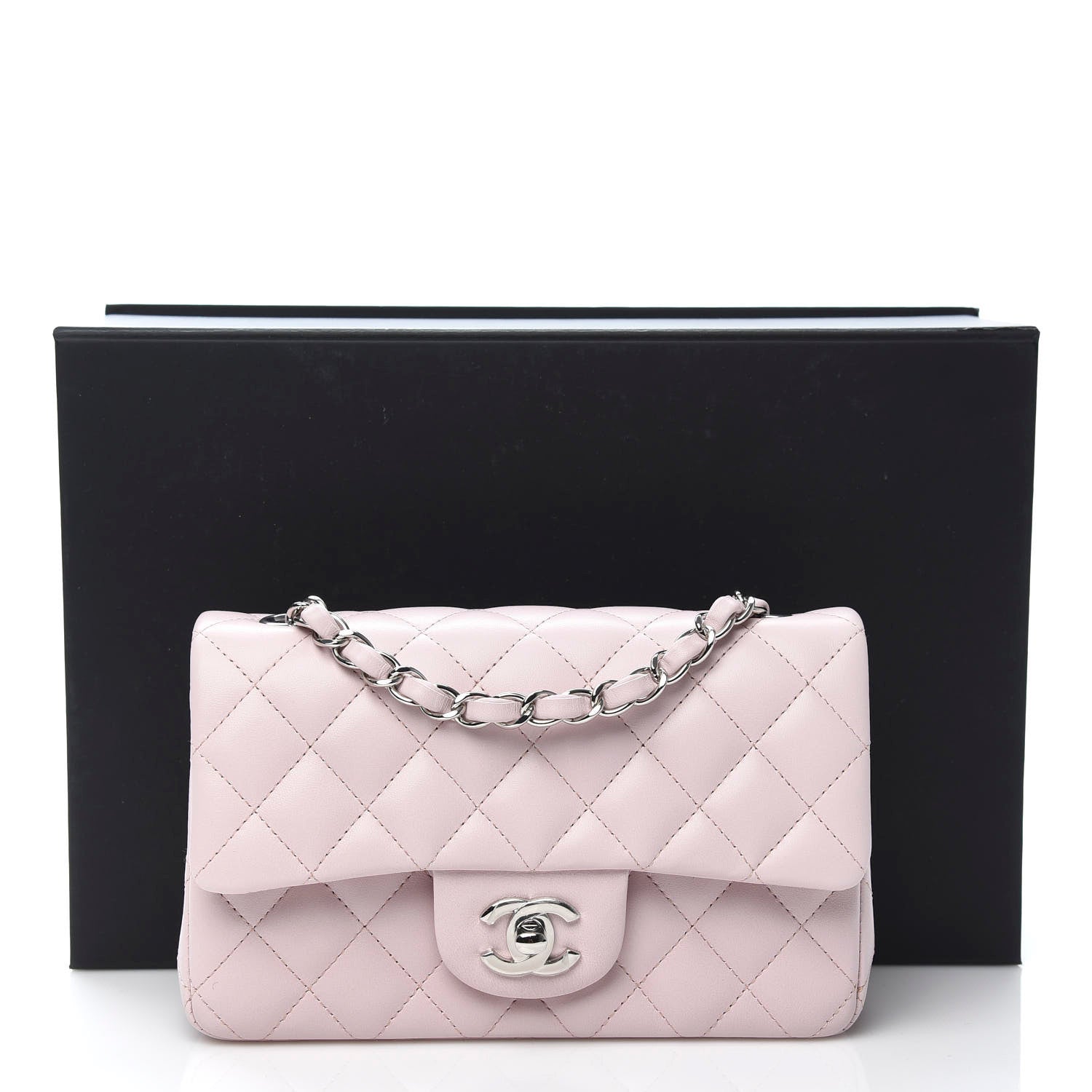 Chanel Lambskin Quilted Mini Rectangular Flap Light Pink 11 of 11