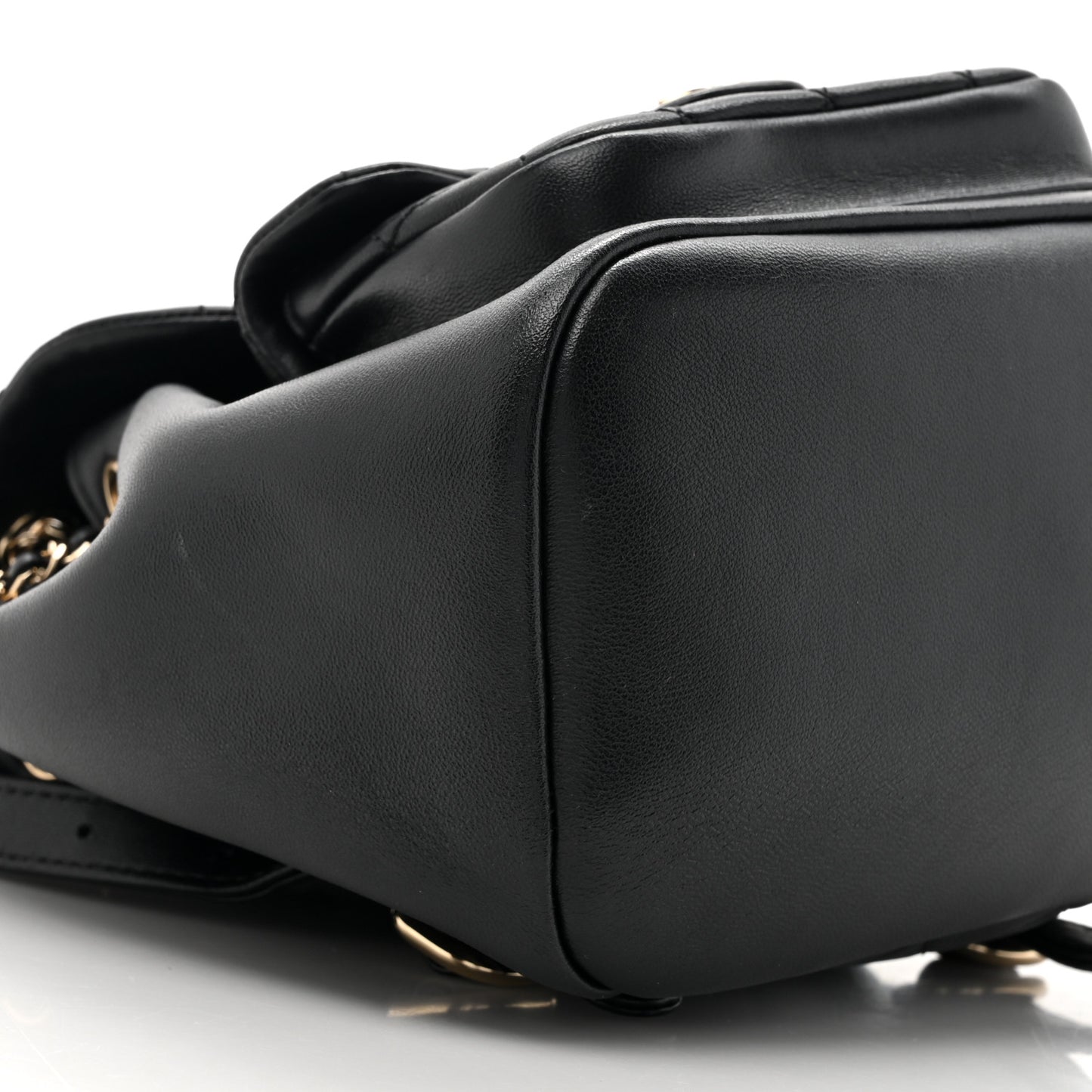 Lambskin Quilted Small Duma Drawstring Backpack Black