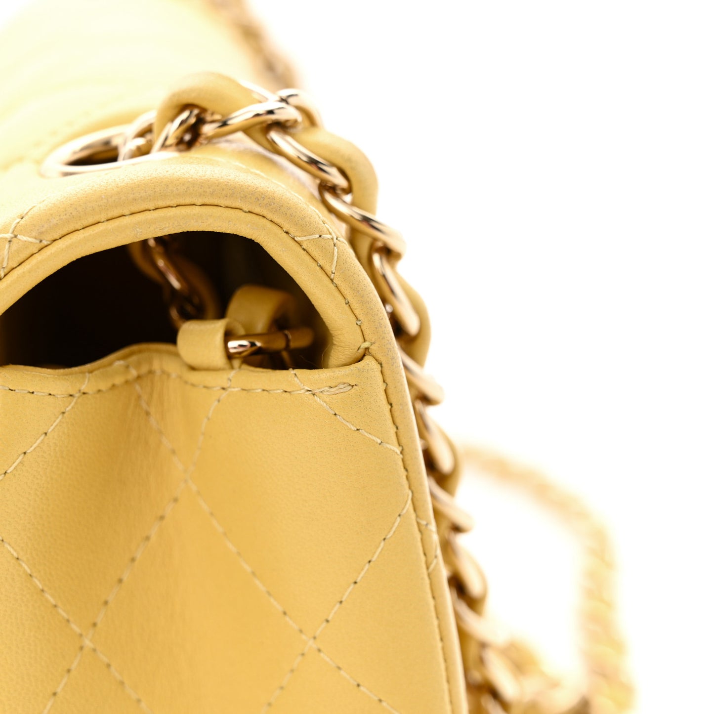 Lambskin Quilted Mini Rectangular Flap Yellow