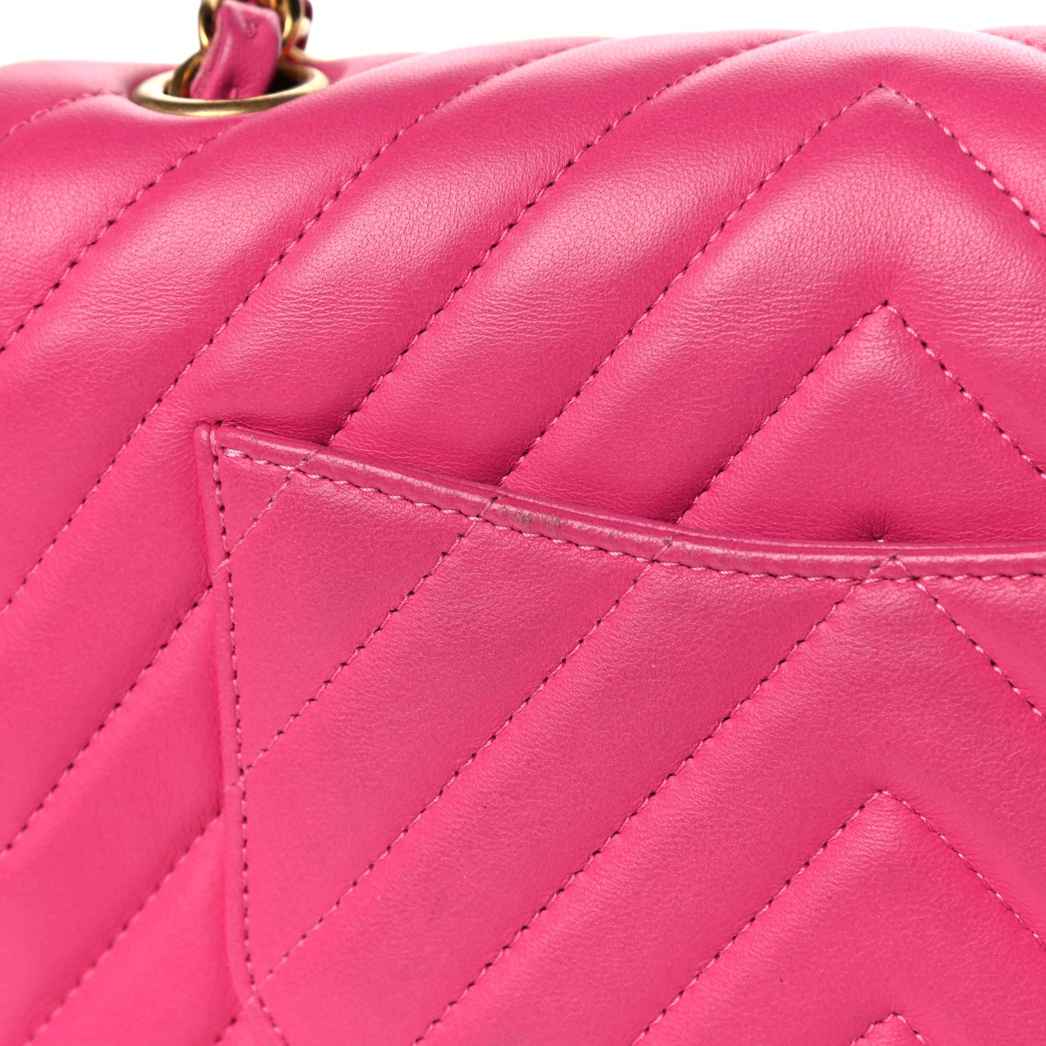 Chanel Lambskin Chevron Quilted Mini Rectangular Flap Dark Pink 14 of 17