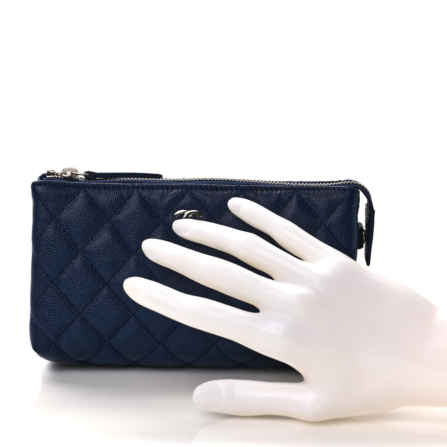 Caviar Quilted Cosmetic Case Navy
