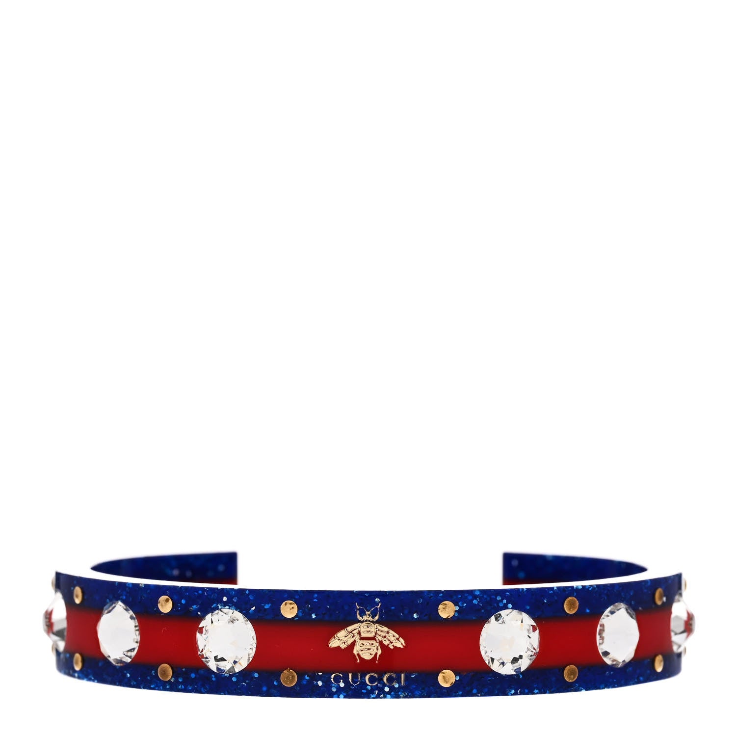 Gucci Crystal Web Cuff 18 Blue Red 1 of 5