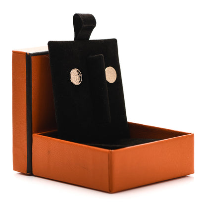 Hermes 18K Rose Gold TPM Ex-Libris Stud Earrings 5 of 5