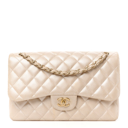 Chanel Iridescent Caviar Quilted Jumbo Double Flap Beige 1 of 13