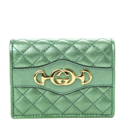 Gucci Laminated Nappa Trapuntata Zumi Card Case Jasmine Green 1 of 8