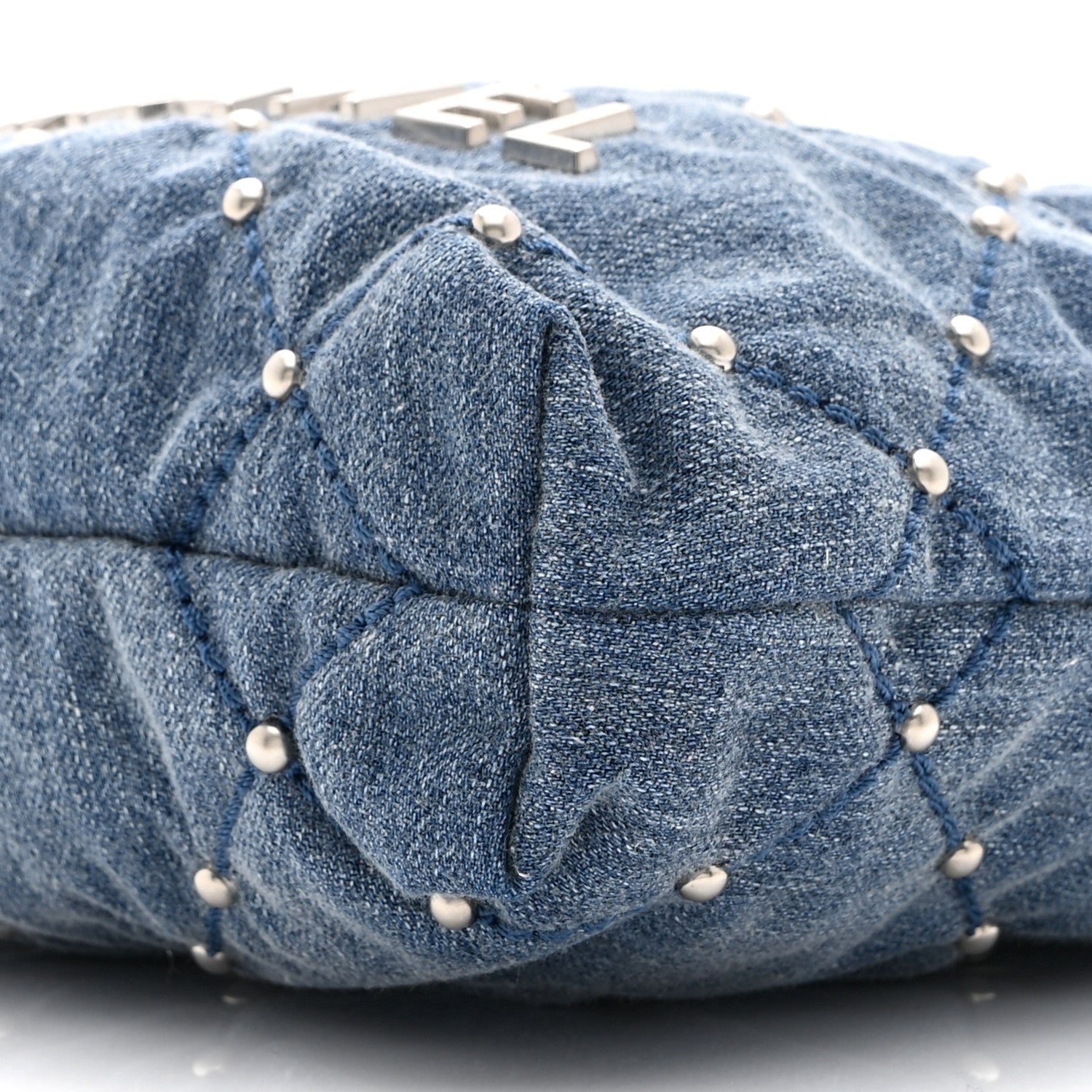 Chanel Washed Denim Quilted Studded Mini Chanel 22 Blue 9 of 10