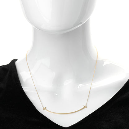 Tiffany 18K Yellow Gold Large T Smile Pendant Necklace 2 of 6
