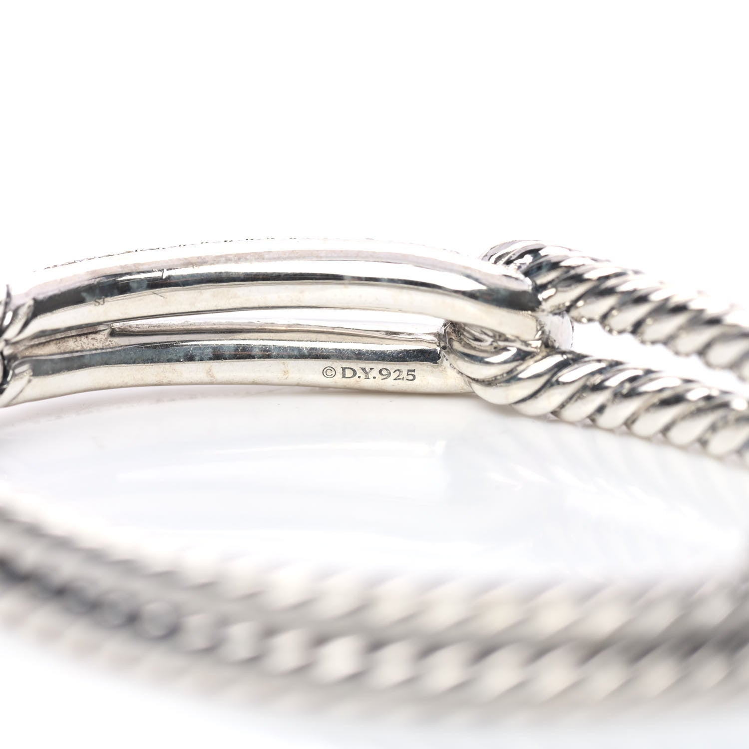 David Yurman Sterling Silver Diamond Pave 10mm Single Loop Labyrinth Bracelet 4 of 5