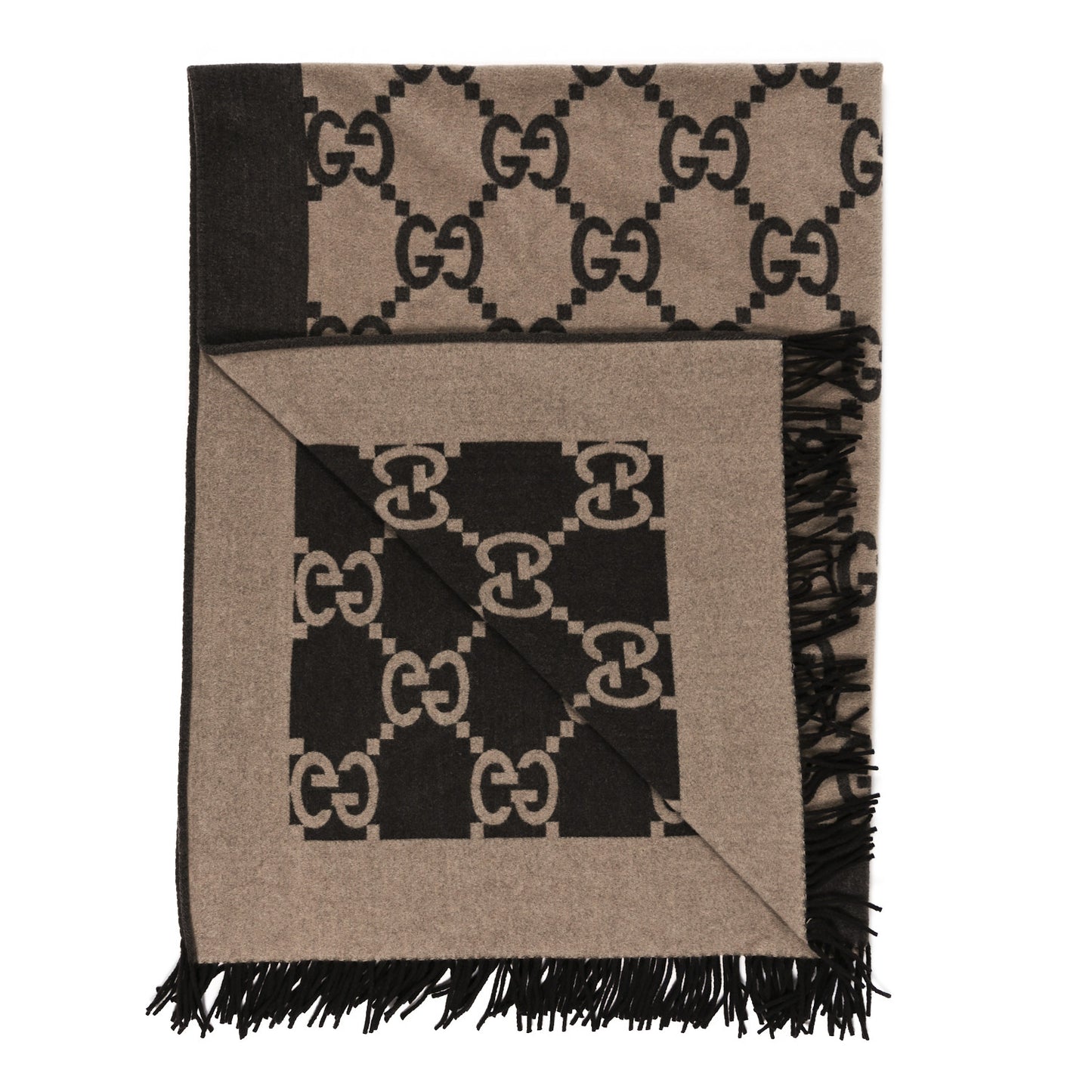 Wool Cashmere GG Monogram Blanket Dark Brown