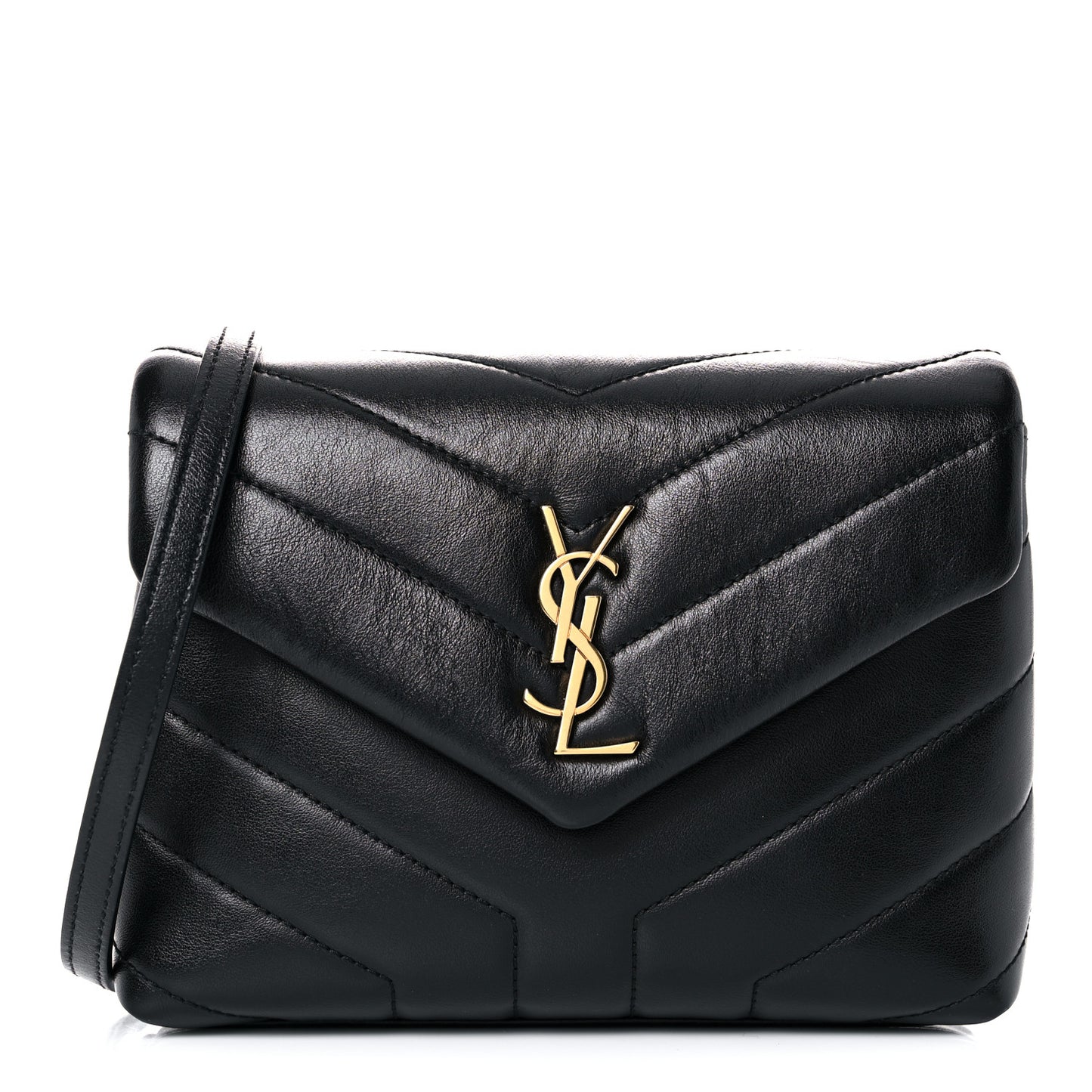 Calfskin Y Quilted Monogram Toy Loulou Crossbody Bag Black
