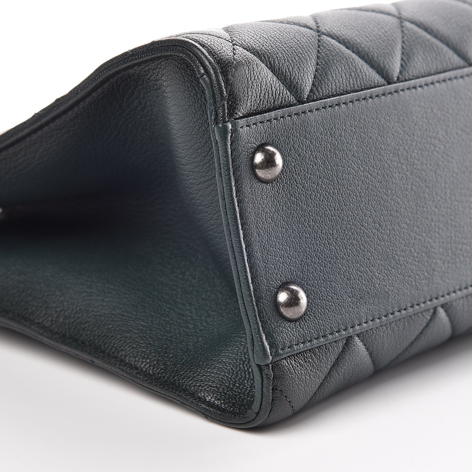 Chanel Goatskin Quilted Large Perfect Edge Shopping Tote Dark Green 14 of 17