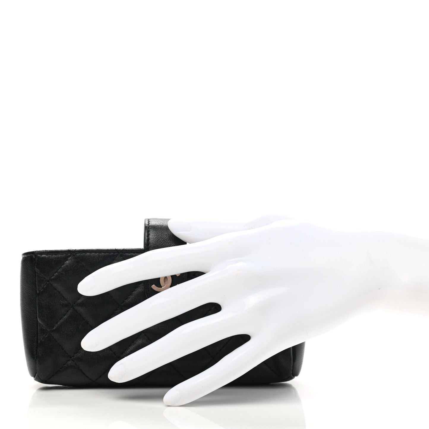 Lambskin Quilted Mini Phone Holder Clutch Black