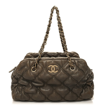 Chanel Calfskin Bubble Quilt Bowler Brown 1 of 12