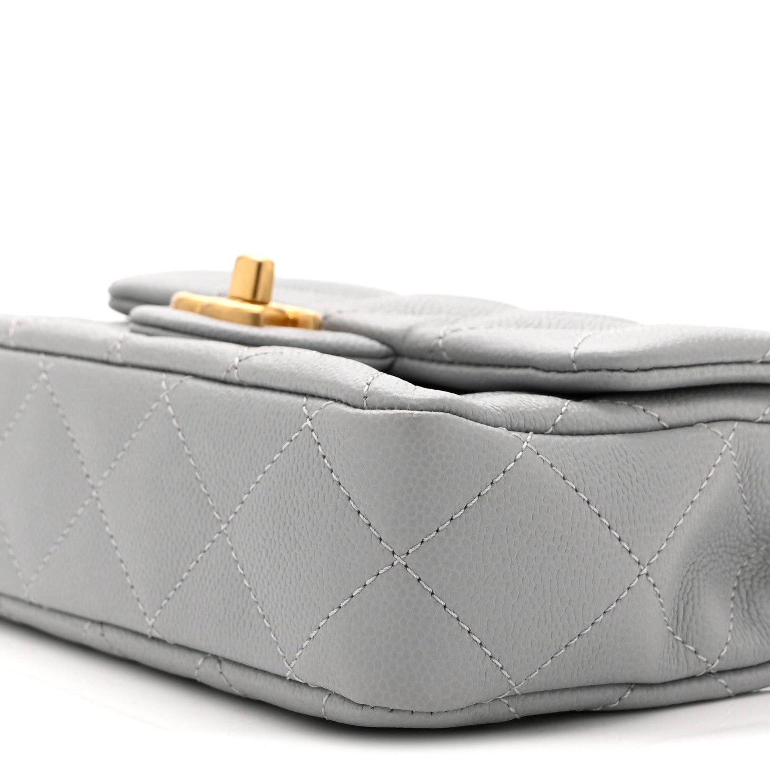 Chanel Caviar Quilted Mini Sweetheart Rectangular Flap Light Grey 10 of 10
