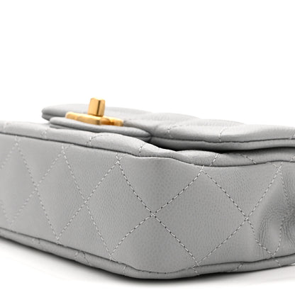 Chanel Caviar Quilted Mini Sweetheart Rectangular Flap Light Grey 10 of 10