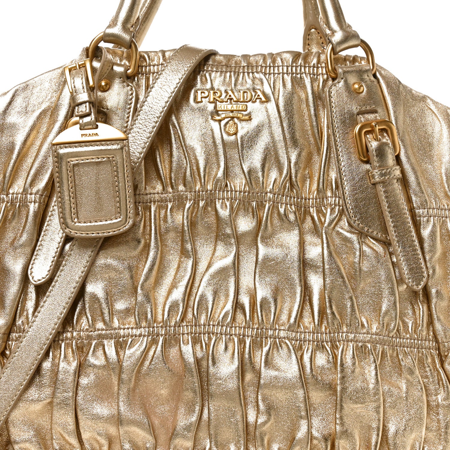 Prada Metallic Nappa Gaufre Tote Platino 7 of 9