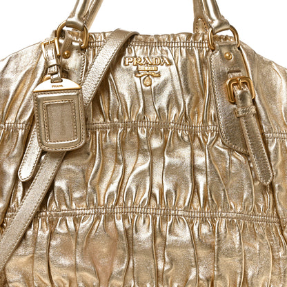 Prada Metallic Nappa Gaufre Tote Platino 7 of 9