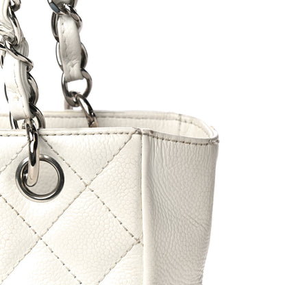 Chanel Caviar Quilted Petit Shopping Tote PST White 29 of 38