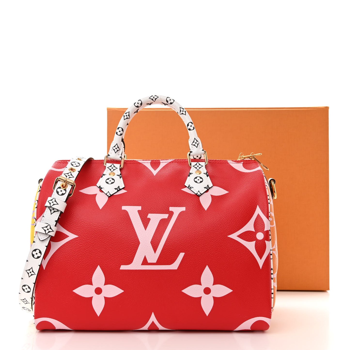 Monogram Giant Speedy Bandouliere 30 Rouge