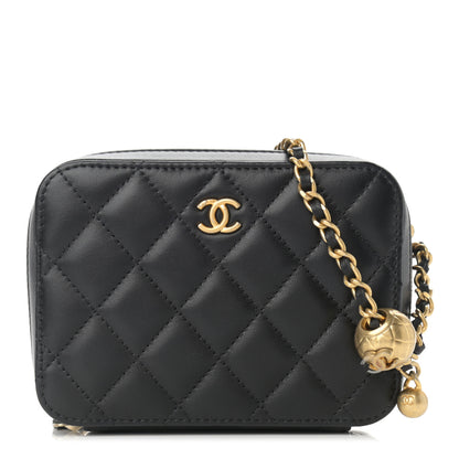 Chanel Lambskin Quilted CC Pearl Crush Camera Case Black 1 of 9