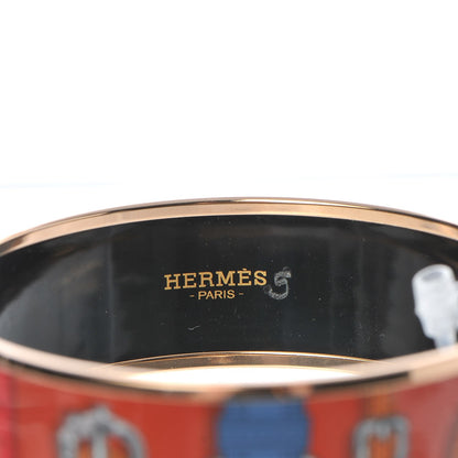 Hermes Enamel Printed Harnais Des Presidents Wide Bracelet 65 Folk 5 of 5