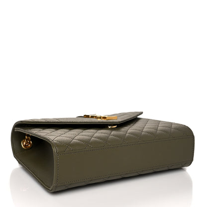 Saint Laurent Grain De Poudre Textured Mixed Matelasse Medium Triquilt Monogram Satchel Vert Kaki 4 of 10