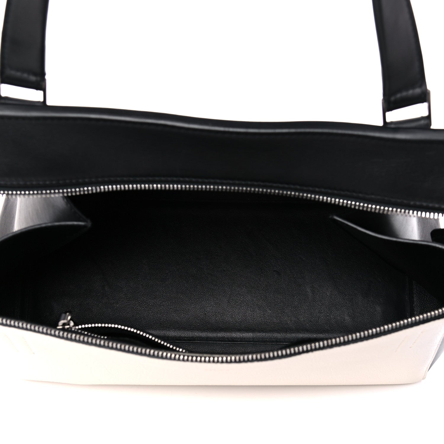 Celine Textured Calfskin Small Bi-Color Edge Shoulder Bag Black Cream 4 of 9