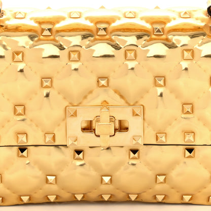 Valentino Garavani Metallic Patent Small Rockstud Spike Shoulder Bag Gold 7 of 9