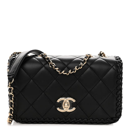 Chanel Lambskin Quilted Small Whipstitch Flap Bag Black 2 of 10
