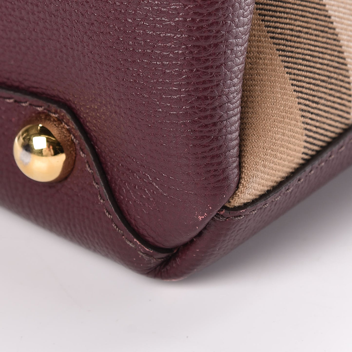 Grainy Calfskin House Check Medium Banner Tote Mahogany Red