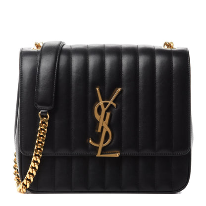Saint Laurent Lambskin Matelasse Monogram Large Vicky Chain Bag Black 1 of 12