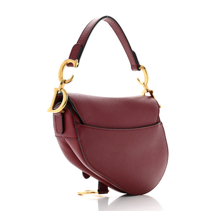 Christian Dior Grained Calfskin Mini Saddle Bag Red 3 of 11