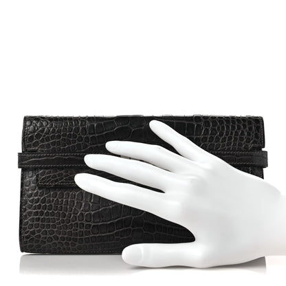Hermes Matte Alligator Kelly Longue Wallet Graphite 4 of 16