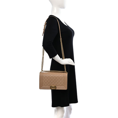 Chanel Caviar Quilted Medium Boy Flap Beige 2 of 9