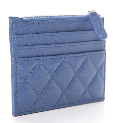 Chanel Caviar Quilted CC Zip Card Holder Blue 3 of 8