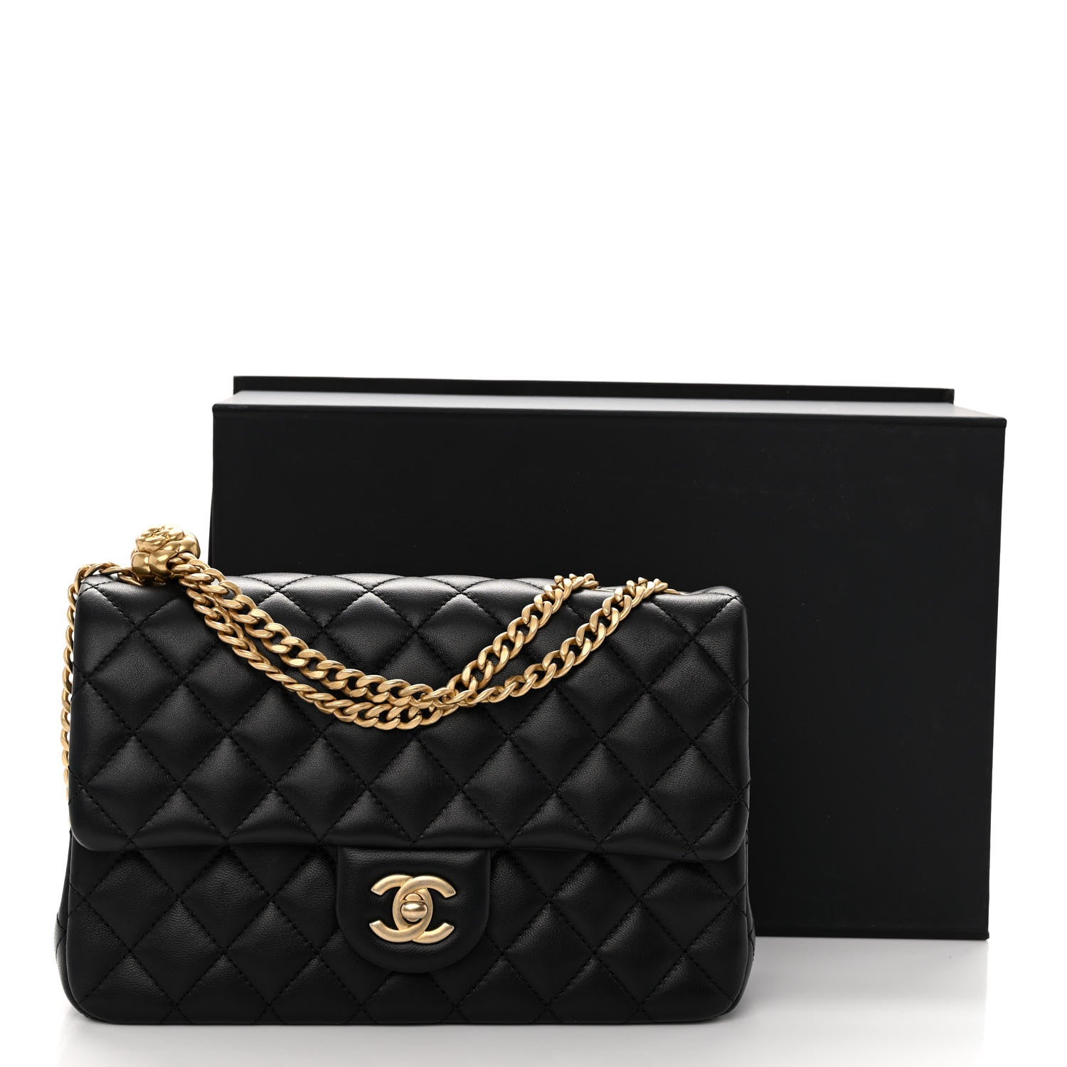 Chanel Lambskin Quilted Small Sweet Camellia Flap Black 11 of 11