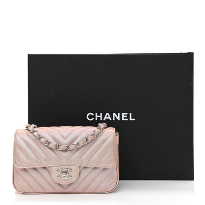 Chanel Iridescent Caviar Chevron Quilted Mini Rectangular Flap Light Gold 11 of 11