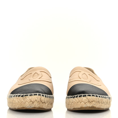Chanel Lambskin CC Espadrilles 39 Beige Black 2 of 7