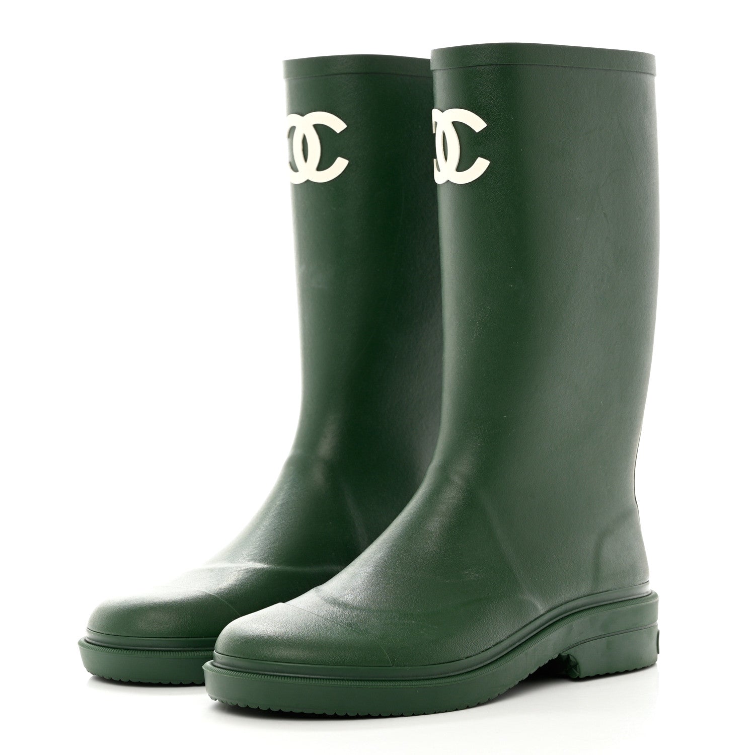 Chanel Caoutchouk CC High Boots 39 Dark Green 3 of 8