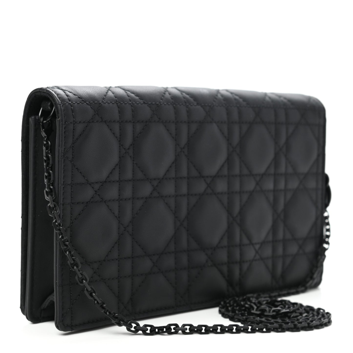 Ultra Matte Calfskin Cannage Lady Dior Clutch Black