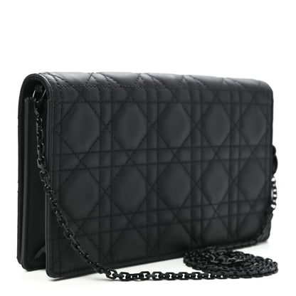 Christian Dior Ultra Matte Calfskin Cannage Lady Dior Clutch Black 3 of 8