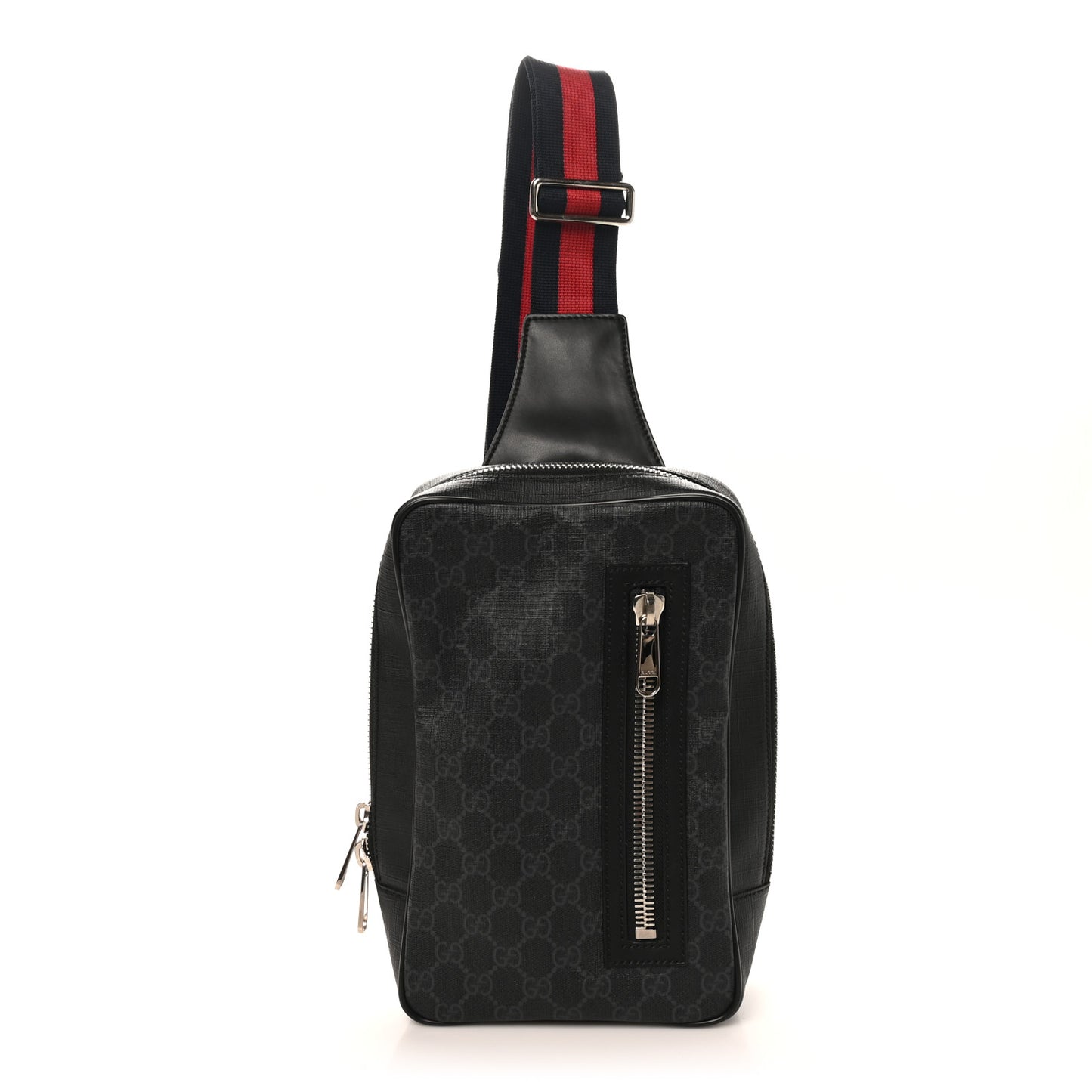 GG Supreme Monogram Web Belt Bag Black Grey