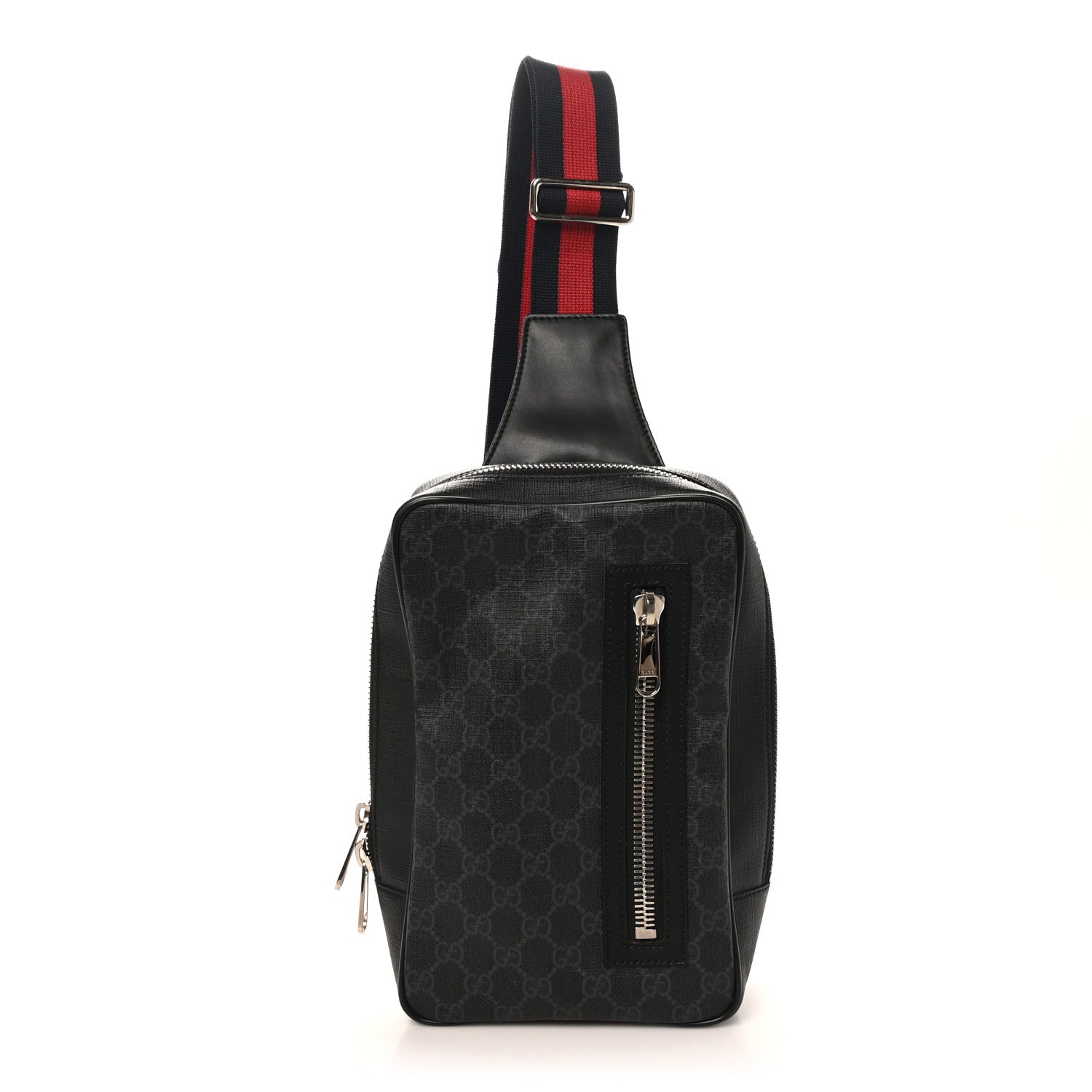Gucci GG Supreme Monogram Web Belt Bag Black Grey 1 of 11