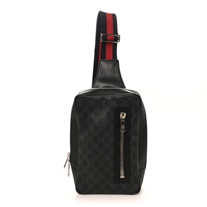 Gucci GG Supreme Monogram Web Belt Bag Black Grey 1 of 11