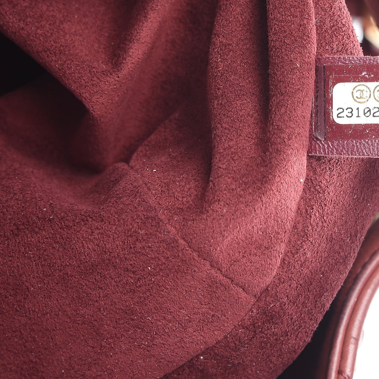 Calfskin Stitched Large Drawstring CC Bag Burgundy
