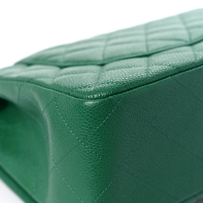 Chanel Caviar Quilted Jumbo Double Flap Green 10 of 16