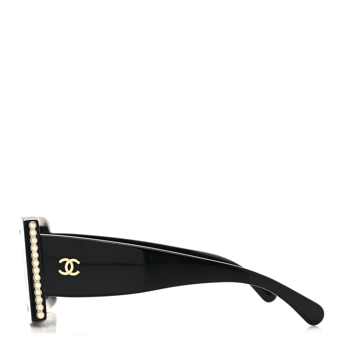 Acetate Pearl Rectangle Sunglasses 5480-H-A Black