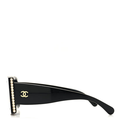 Chanel Acetate Pearl Rectangle Sunglasses 5480-H-A Black 3 of 9